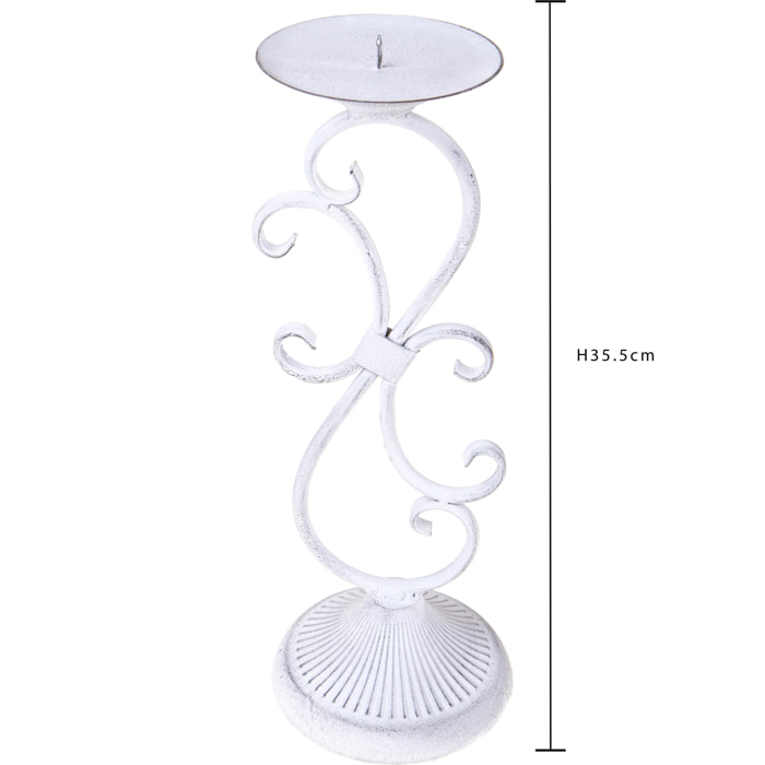 Candeliere. Altezza 35,5 Cm - Pezzi 1 - 13X35,5X13cm - Colore: Bianco - Bianchi Dino - Decori Casa E Complementi