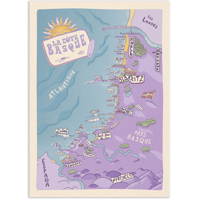 Affiche - Carte Pays Basque - Art Rider