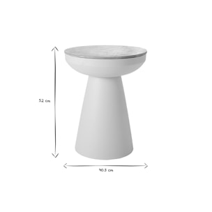 Table d'appoint ronde design avec rangement en métal grège et bois manguier massif H52 cm TAM