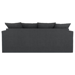 Canapé lin 4 pl SOFIA 197 cm fixe tissu Anthracite 100% déhoussable – Fab France