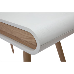 Bureau avec rangements 2 tiroirs scandinave bois clair et blanc L120 cm BJORG