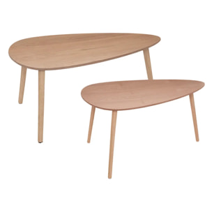 Lot de 2 tables gigognes "Mileo" pin L88/98cm
