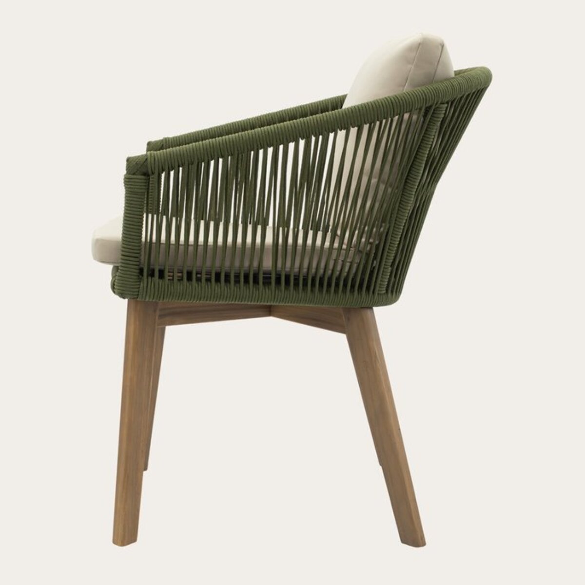 Chaise de jardin Nova -bois massif dacacia, corde et revêtement-couleur vert 60 x 84 x 63 cm