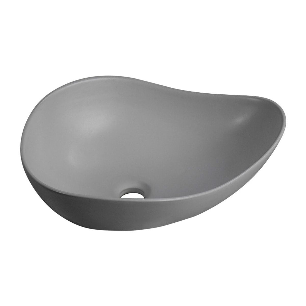 Vasque à poser asymétrique 50,5 x 38 cm - gris mat - sans trop-plein - PixL Ceramia