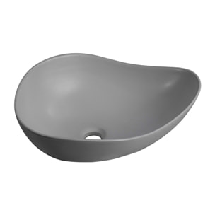 Vasque à poser asymétrique 50,5 x 38 cm - gris mat - sans trop-plein - PixL Ceramia