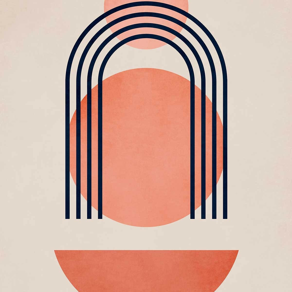 Affiche dessin ""Bauhaus abstrait"" Affiche + cadre en bois - Noir