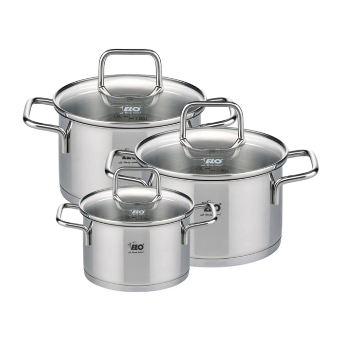 Set de 3 faitouts avec couvercles en verre Elo Citrin