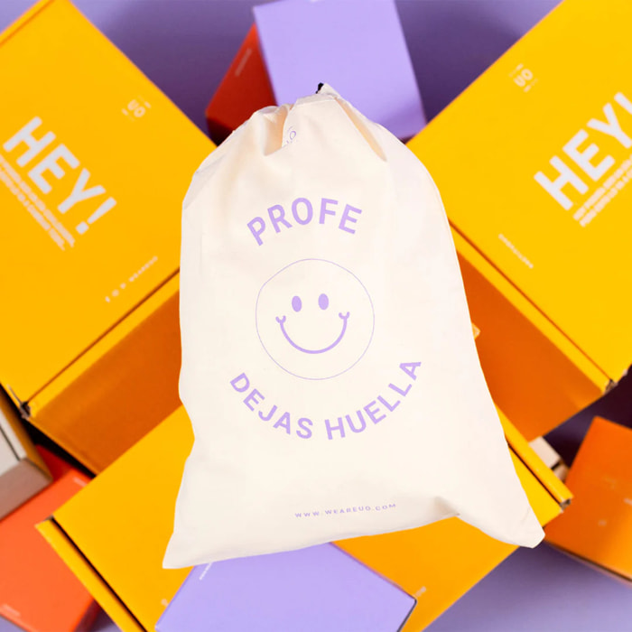 Bolsa tela regalo "Profe dejas huella"