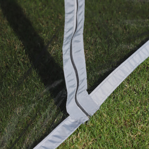 de Jardín 4x3 m, Pabellón de Jardín Gazebo con Doble Techo, 4 Cortinas y Mosquitera, Marco de Aluminio, Orificios de Drenaje, UPF50+, Carpa para Exterior, Terraza, Patio, Gris