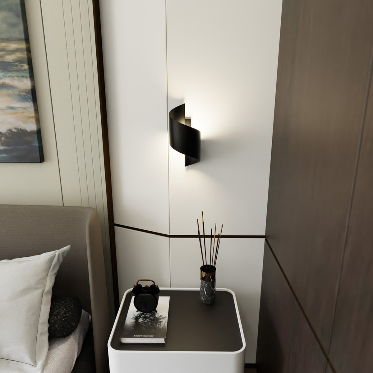 Lampada a parete Spiner in acciaio nero opaco