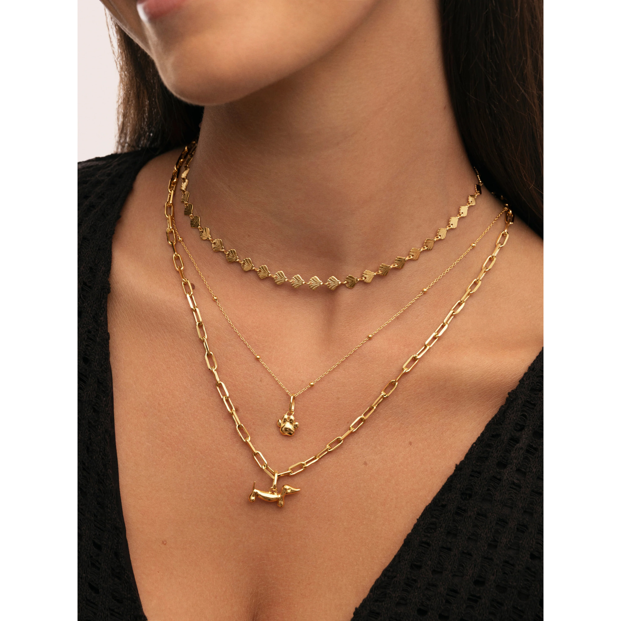 Collar Dots Plata Baño Oro