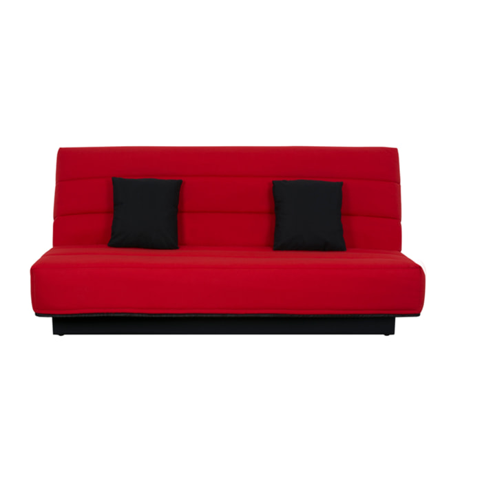 Canapé convertible Melissa, matelas Simmons, 120 x 190 cm, 2 coussins offerts, rouge
