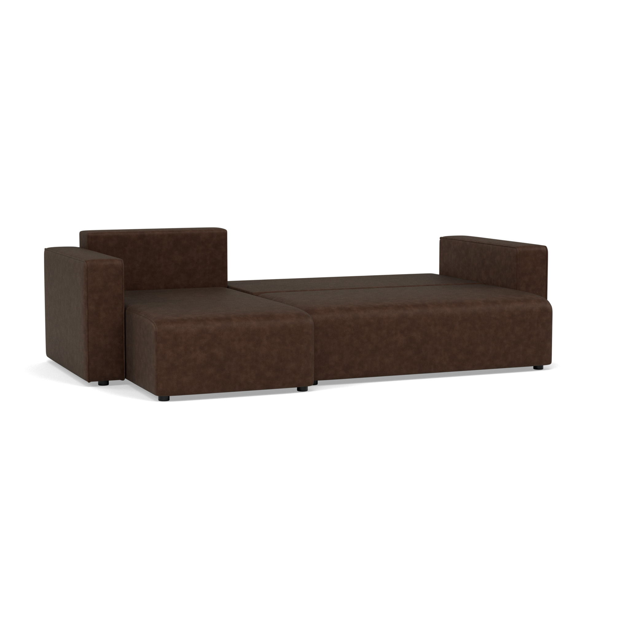 Topaze - canapé d'angle réversible 4 places convertible avec coffre en simili - Marron