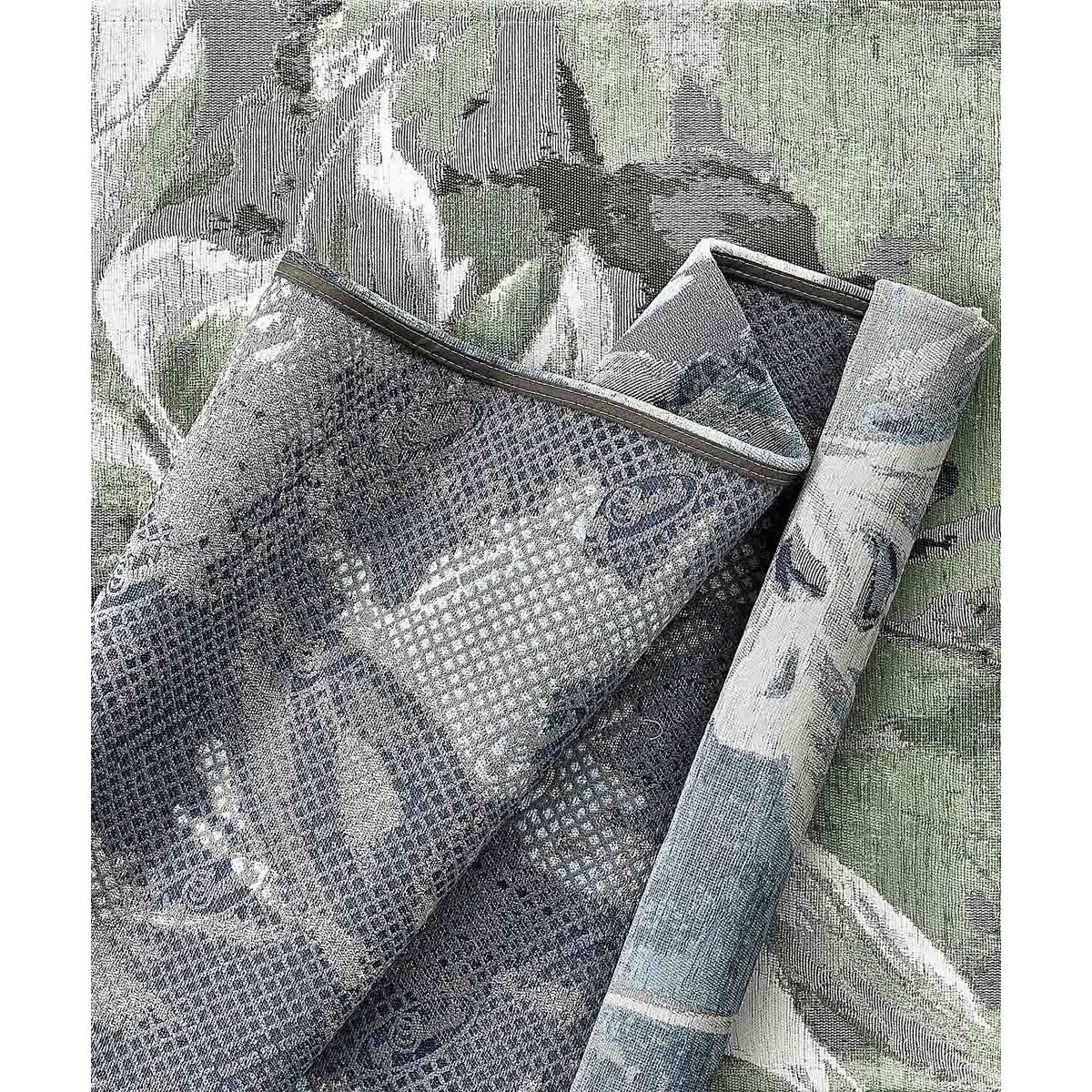 Tappeto Arredo Disegno Floreale Grigio