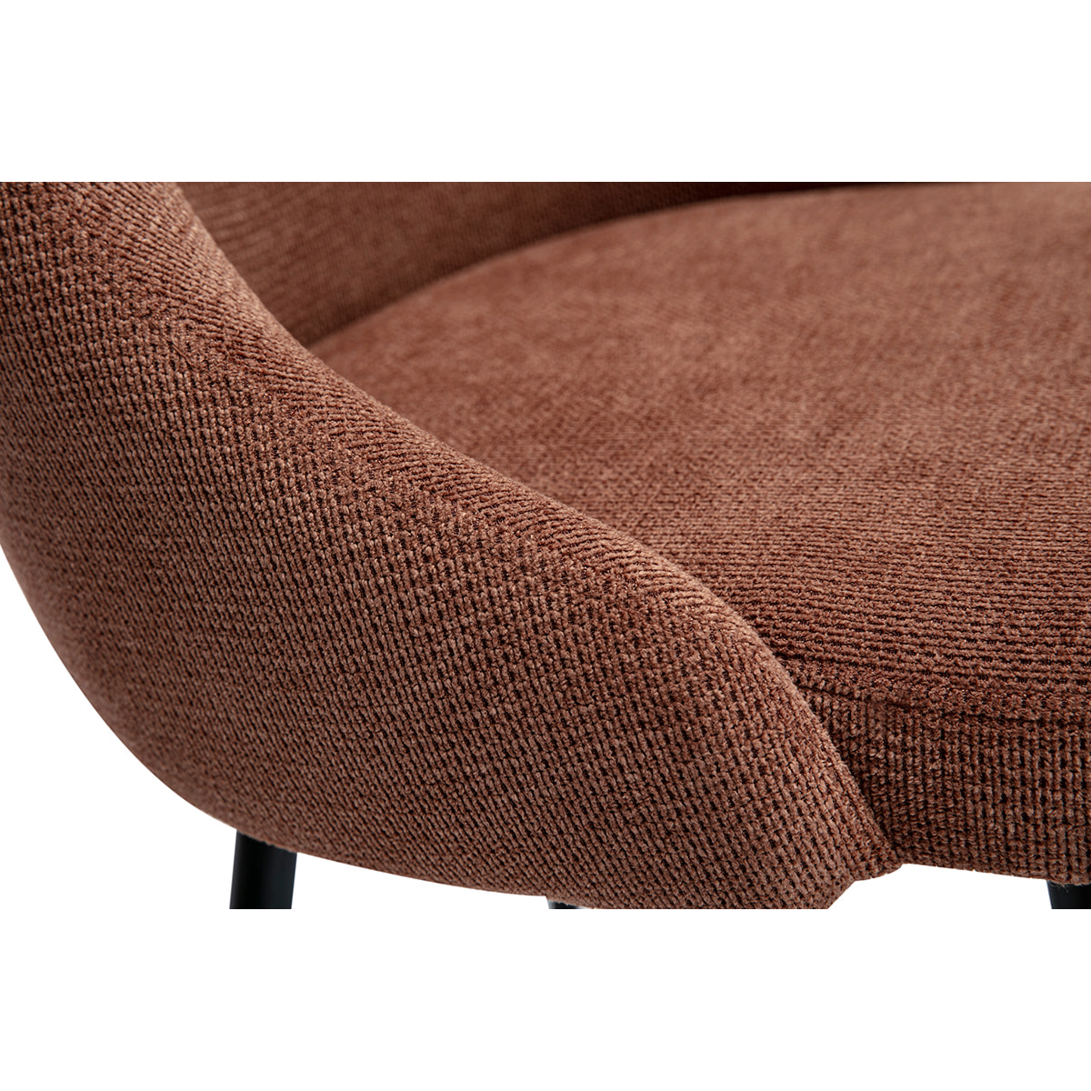 Chaises en tissu chenille terre brûlée et métal noir (lot de 2) HASTA