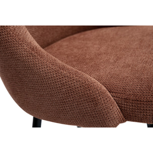 Chaises en tissu chenille terre brûlée et métal noir (lot de 2) HASTA