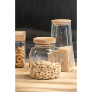 J-Line pot de conservation Tom - verre/bambou - transparent/naturel - small