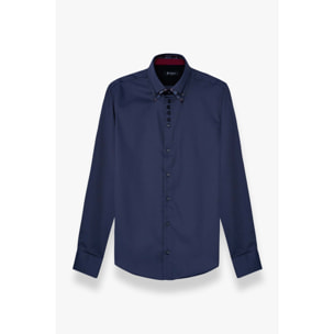 Camicia Uomo 2 Bottoni Button Down 7bottoni Doppio Coll Satin Unito Grigio Scuro
