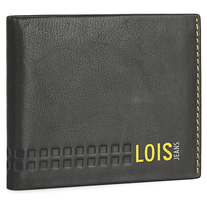 Cartera Hombre Piel Lois Temple Negro-Amarillo