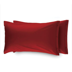 Coppia Federe Letto 100% Cotone Tinta Unita Rosso