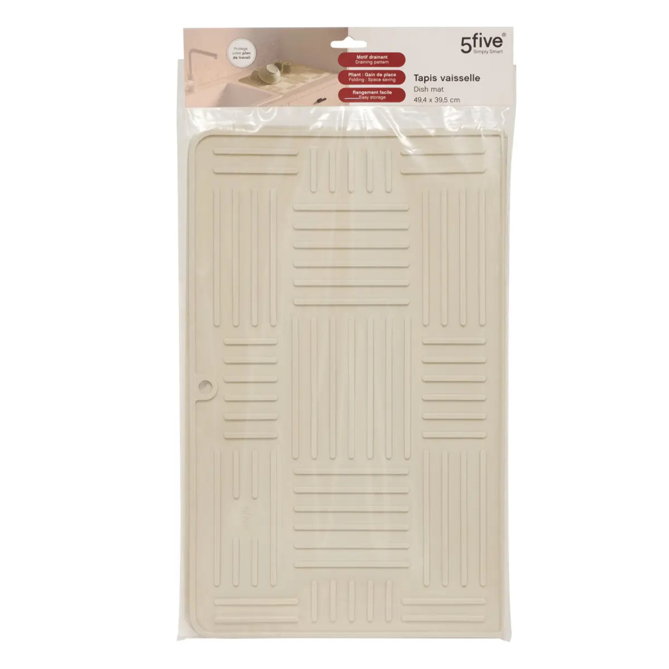 Tapis de vaisselle Sileo pliant beige