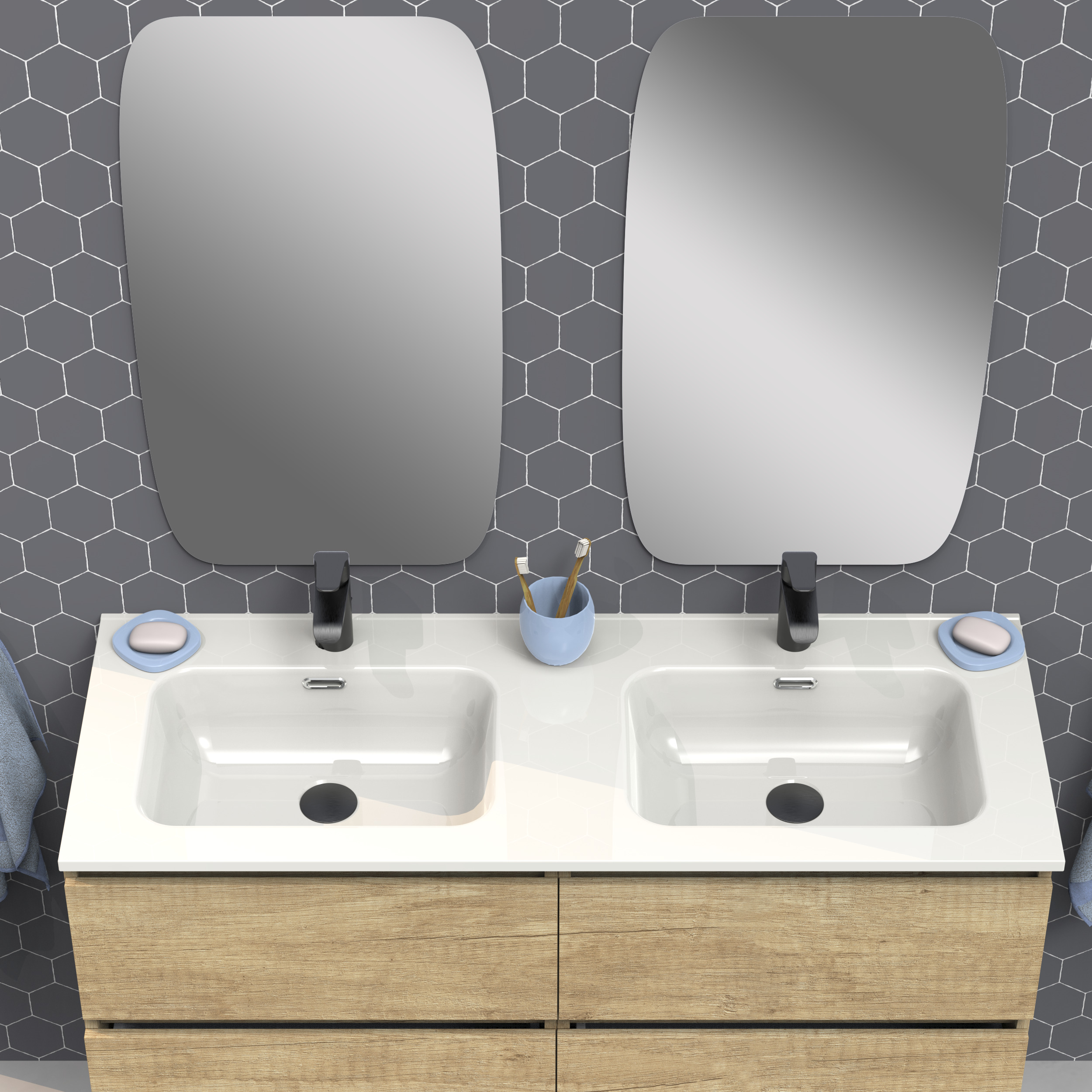 Conjunto de baño IRONA 2C, 140cm, incluye lavabo y espejo