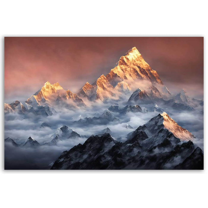 Tableau montagnes enneigées minimalistes fond blanc Toile imprimée