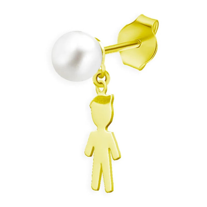 Orecchino Singolo Love Makes a Family Bimbo con Pendente Perle Argento Gold