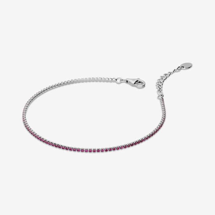 Bracciale Tennis con Cubic Zirconia Rosse 1.2mm