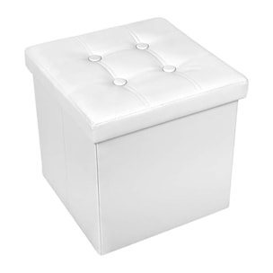 Pouf Contenitore Quadrato in Ecopelle, Pouf Poggiapiedi Imbottito in simil Pelle