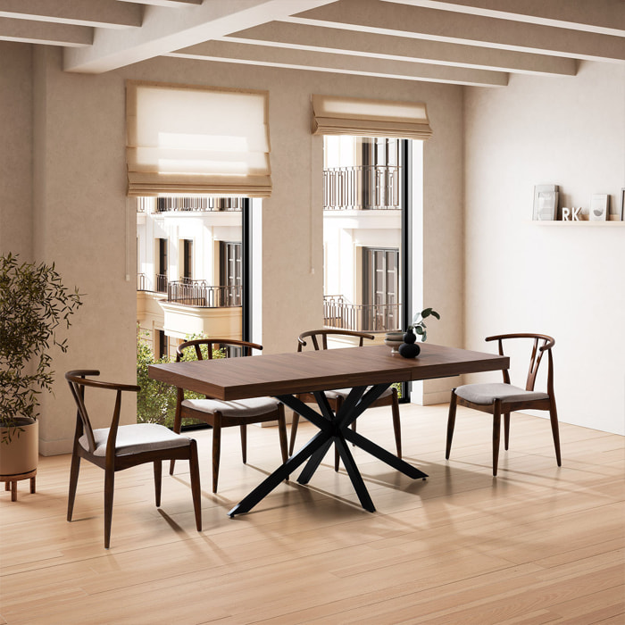 Mesa de Comedor Extensible Genova efecto Nogal, 140-180 cm