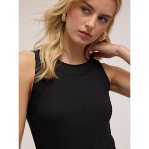 Motivi - Top con bordes de georgette - Negro