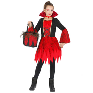 Vampirella Costume Halloween Con Borsa Lusso In Pizzo Bambina