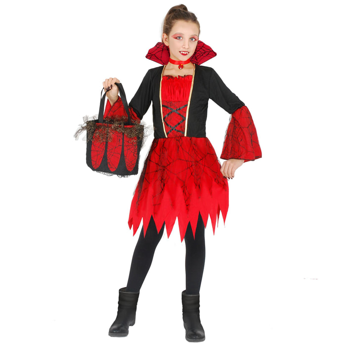 Vampirella Costume Halloween Con Borsa Lusso In Pizzo Bambina