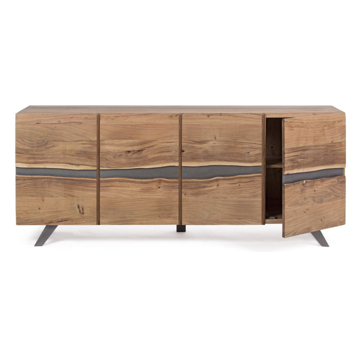 Credenza buffet in legno 4 ante 200cm con gambe in metallo Achille