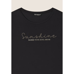 T-shirt maniche a kimono con stampa fantasia sui fianchi