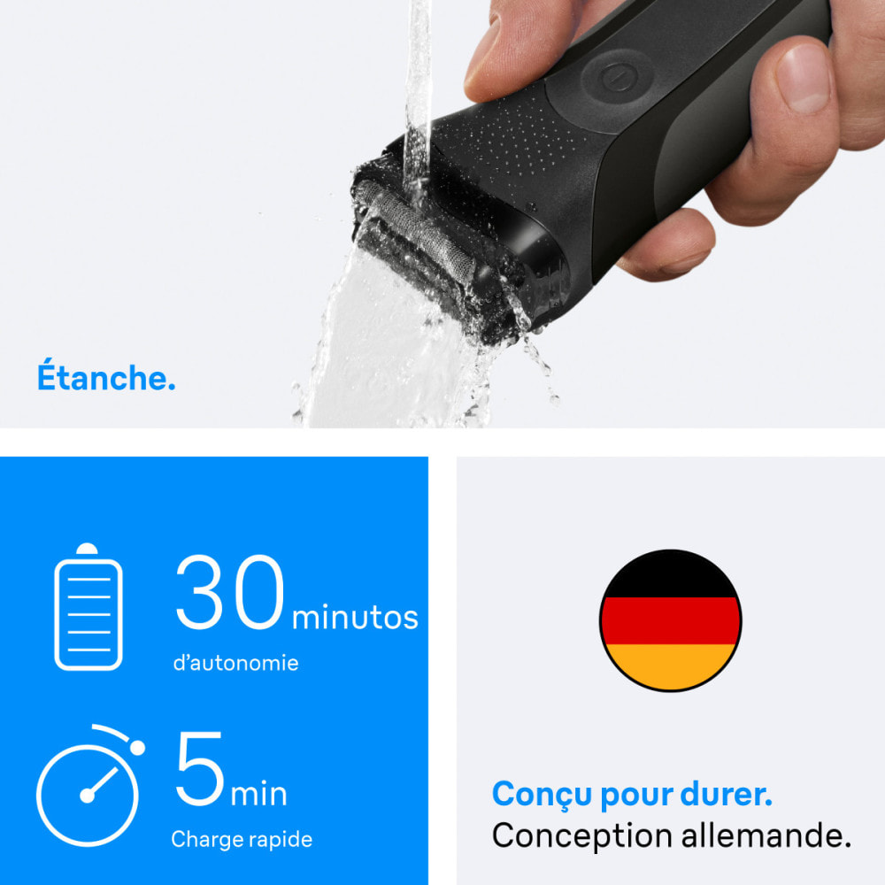 Braun Series 3, Rasoir, Accessoire de Tondeuse à Barbe, Rasage Sur Peau Sèche, 300BT