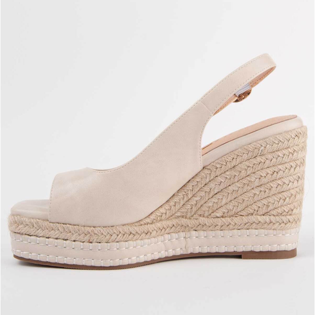 Sandalia De Cuña - Beige - Altura: 9 Cm