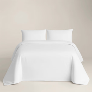 Naturals - Funda Nórdica Lisa - Cierre con botones - 100% Algodón - Incluye 1/2 Fundas de Almohada - Blanco Óptico