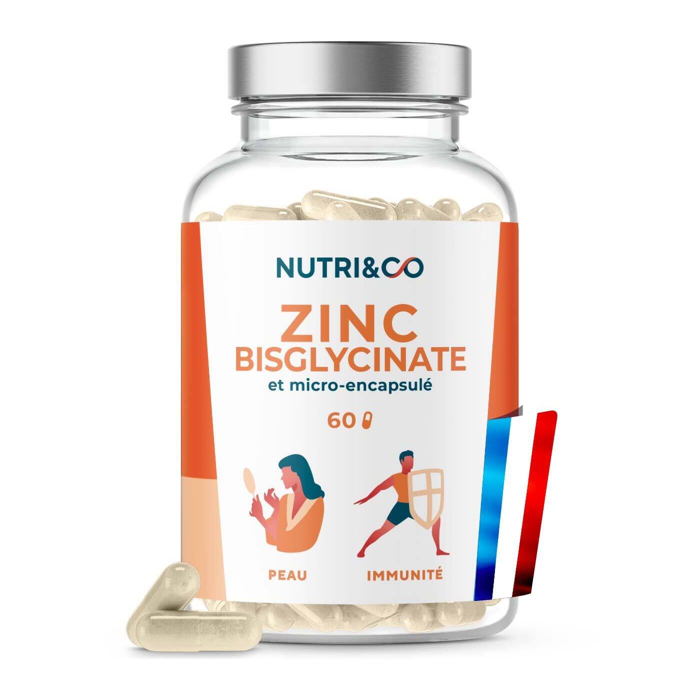 Nutri&Co Zinc Bisglycinate & Sélénium - Immunité et Fertilité - 60 gélules Vegan