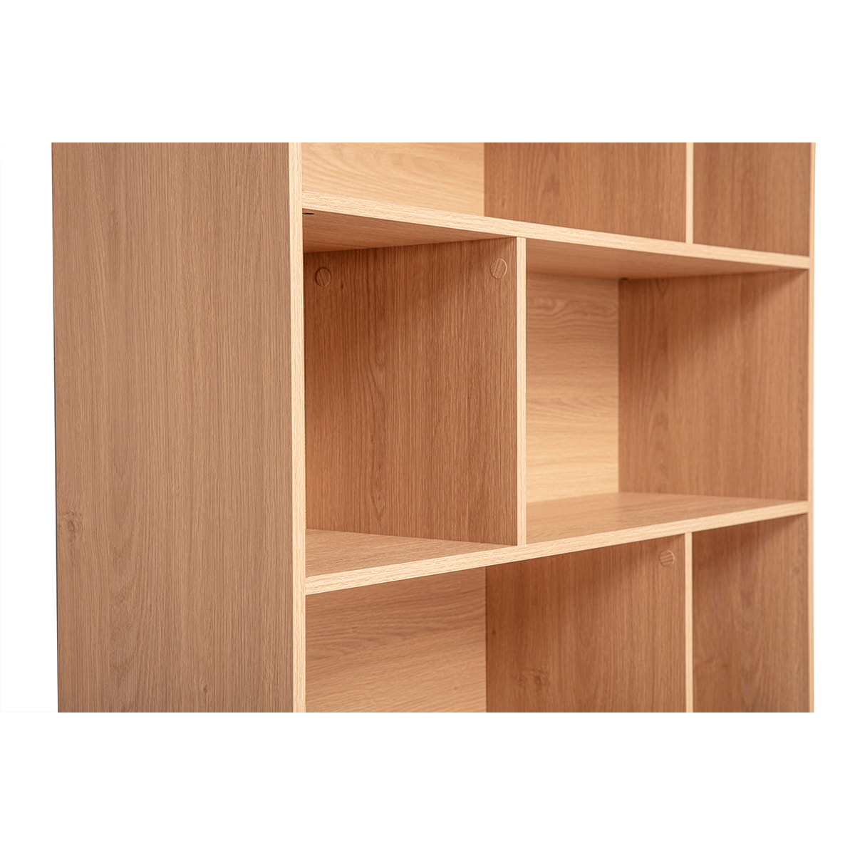 Bibliothèque scandinave en bois clair chêne 8 casiers L110 cm INGRID