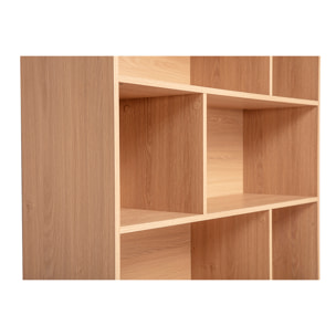 Bibliothèque scandinave en bois clair chêne 8 casiers L110 cm INGRID