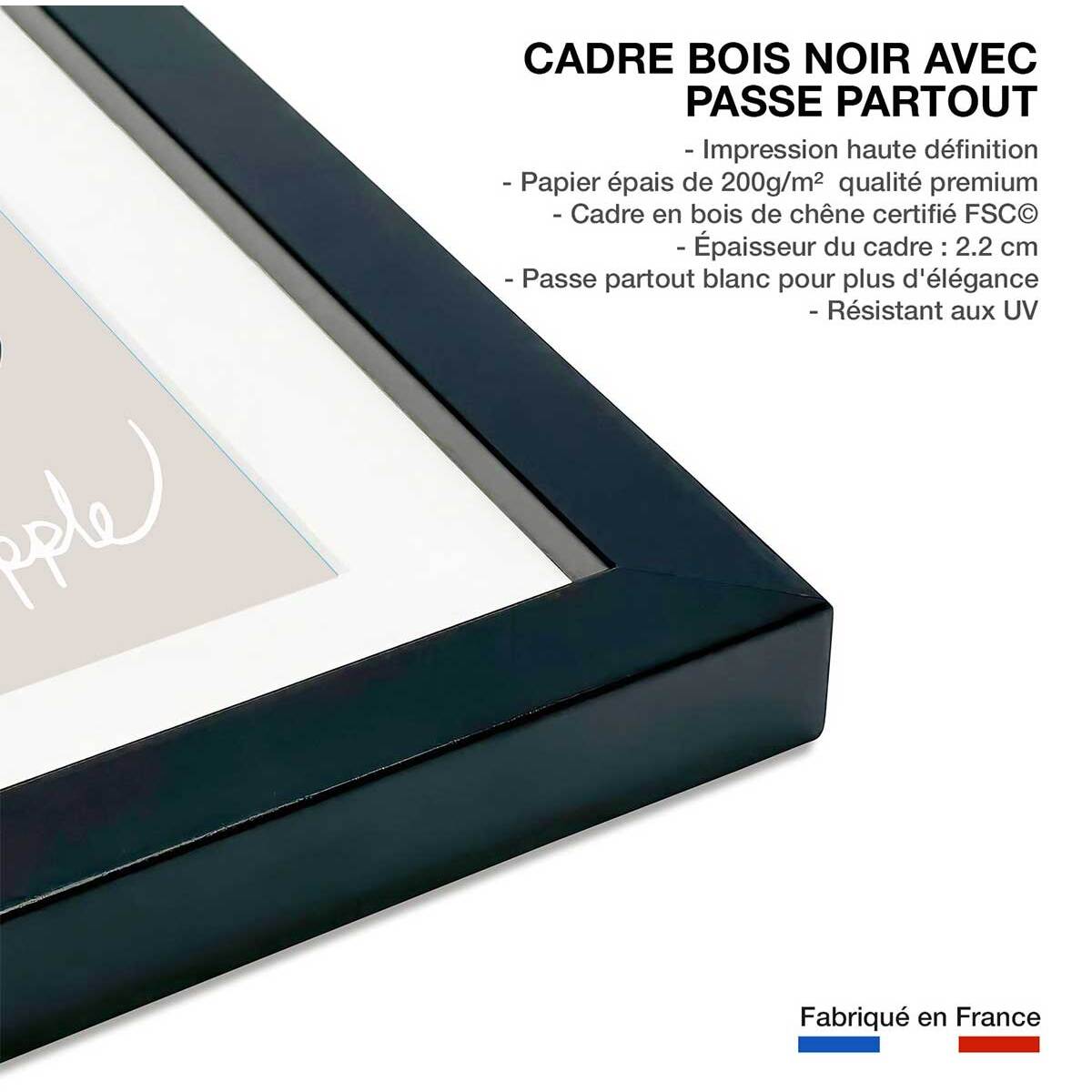 Affiche  apple-pomme Affiche sous cadre noir
