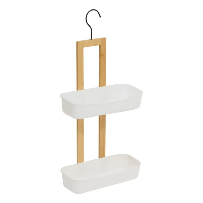 Etagère de douche Natureo 2 niveaux bois et blanc