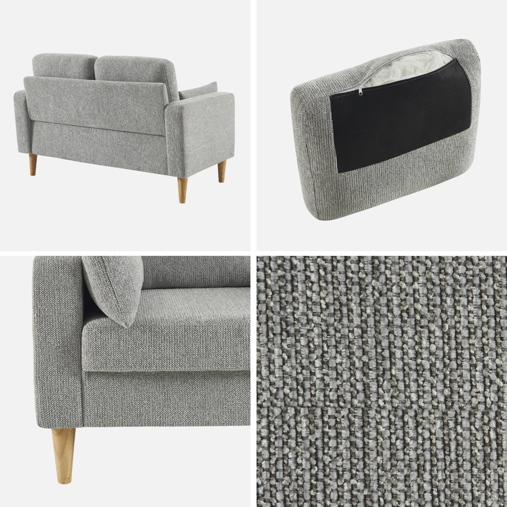 Canapé bois d'hévéa et tissu chenille 2 places BJORN