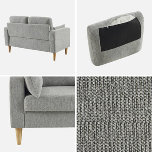 Canapé bois d'hévéa et tissu chenille 2 places BJORN