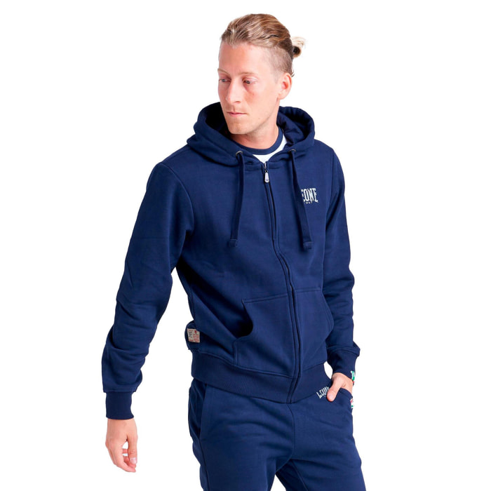 Chándal de invierno cepillado para hombre Leone Basic Vintage con capucha y cremallera