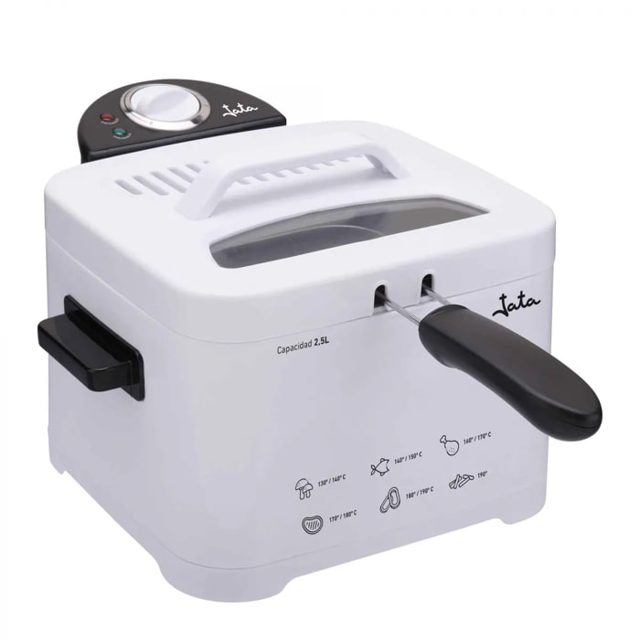 Freidora aceite JATA FR278 de 2,5 litros. Temperatura regulable. Cuba extraíble. Fácil limpieza
