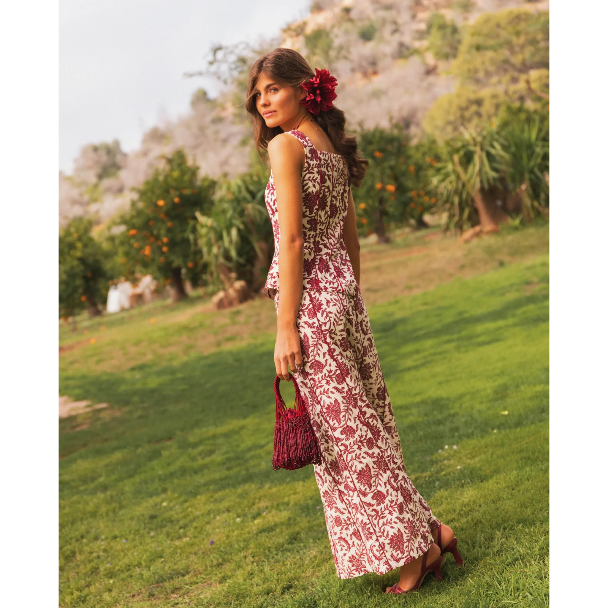 Top estilo corset de tirantes con lino de mujer