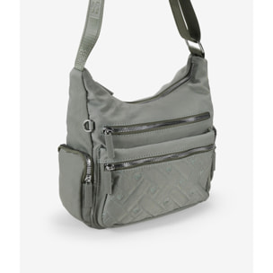 Bolso bandolera taupe con cremalleras